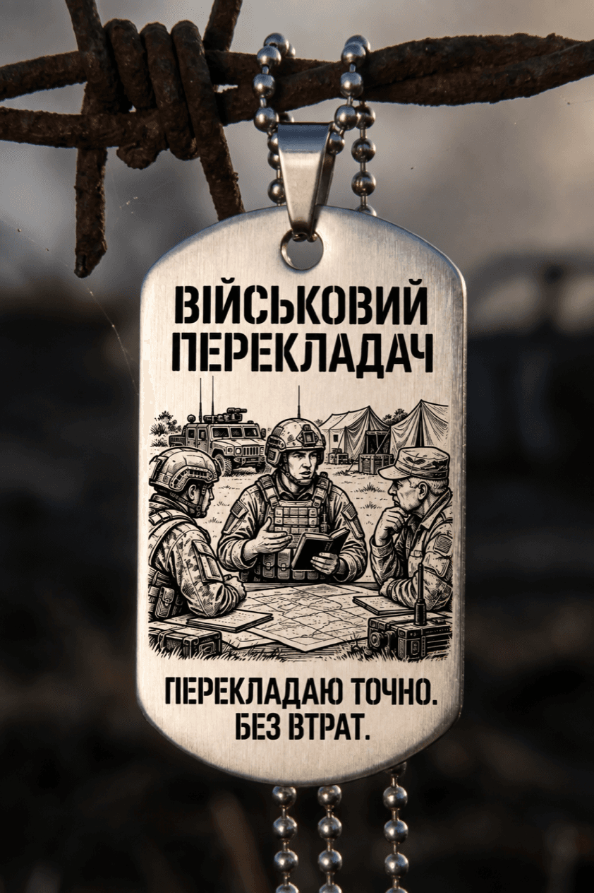 Жетон «ВІЙСЬКОВИЙ ПЕРЕКЛАДАЧ» — готовий дизайн CORETAG