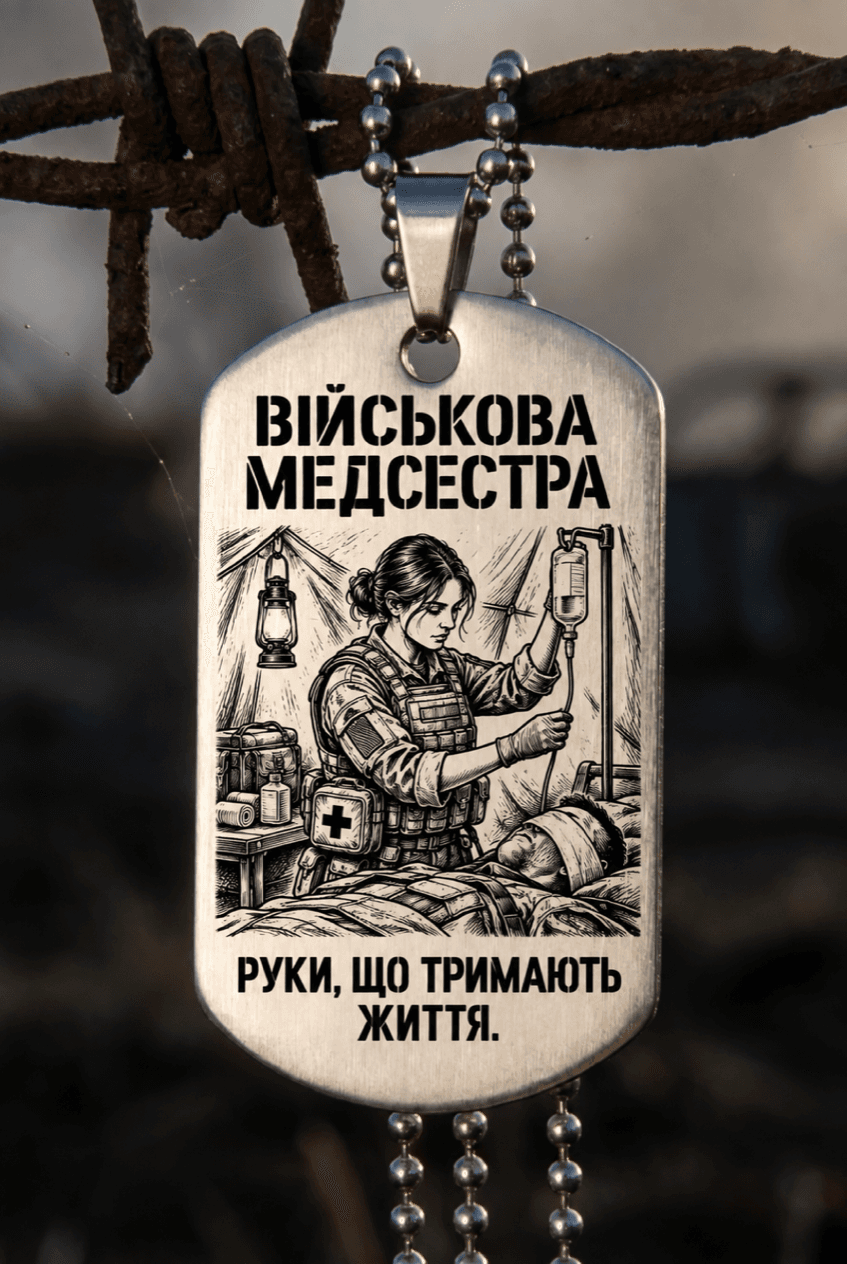 Жетон «ВІЙСЬКОВА МЕДСЕСТРА» — готовий дизайн CORETAG