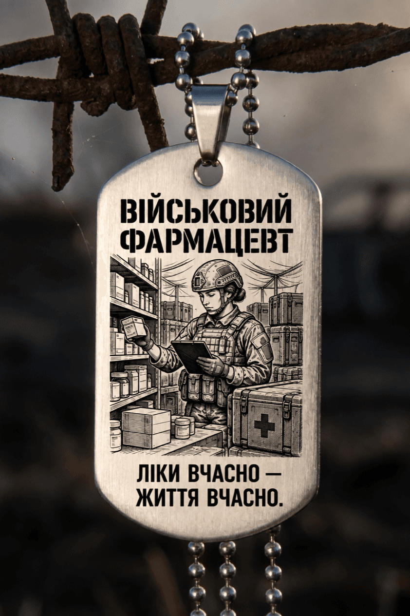 Жетон «ВІЙСЬКОВИЙ ФАРМАЦЕВТ» — готовий дизайн CORETAG